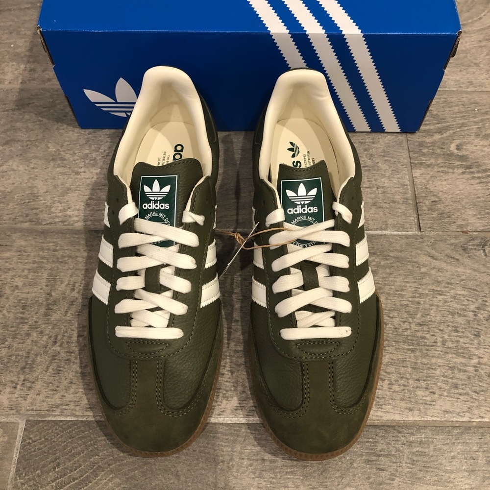 New Adidas Samba OG Sneakers Khaki Gum JR0890 Leather Men’s Shoes Size 9 - Picture 6 of 8